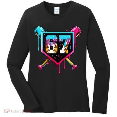 Baseball Ice Cream Drip Number 67 Player Sixty Seven Meme Women's Long Sleeve Shirt