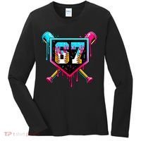 Baseball Ice Cream Drip Number 67 Player Sixty Seven Meme Women's Long Sleeve Shirt thumb 0