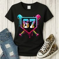 Baseball Ice Cream Drip Number 67 Player Sixty Seven Meme Women's T-Shirt thumb 3
