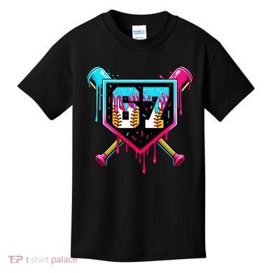 Baseball Ice Cream Drip Number 67 Player Sixty Seven Meme Kids T-Shirt