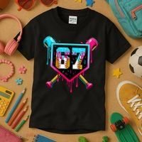 Baseball Ice Cream Drip Number 67 Player Sixty Seven Meme Kids T-Shirt thumb 3