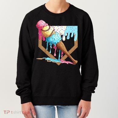 Baseball Ice Cream Dripping Home Plate Women's Sweatshirt