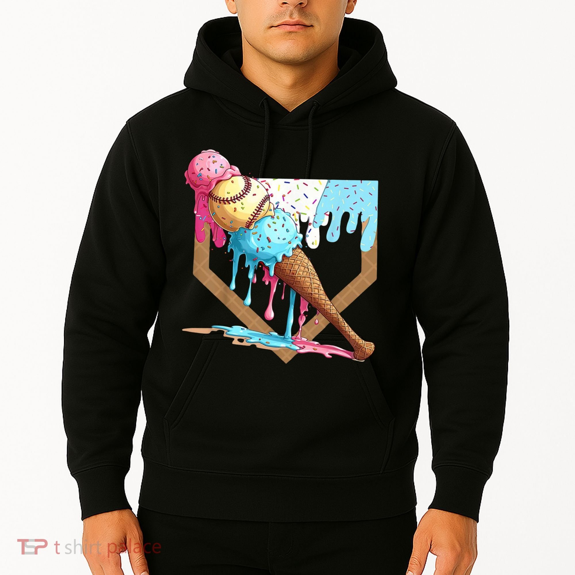 Baseball Ice Cream Dripping Home Plate Hoodie