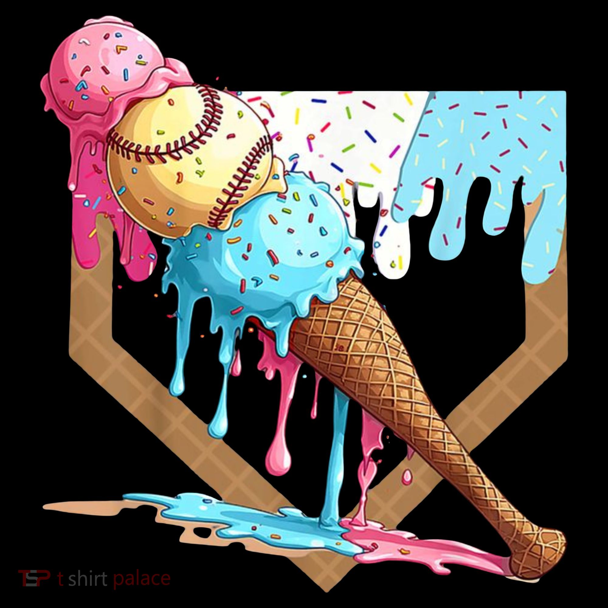 Baseball Ice Cream Dripping Home Plate Hoodie