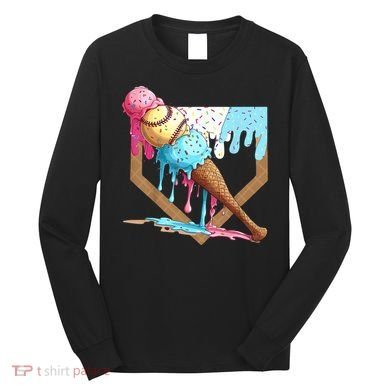 Baseball Ice Cream Dripping Home Plate Long Sleeve Shirt