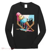 Baseball Ice Cream Dripping Home Plate Long Sleeve Shirt thumb 0