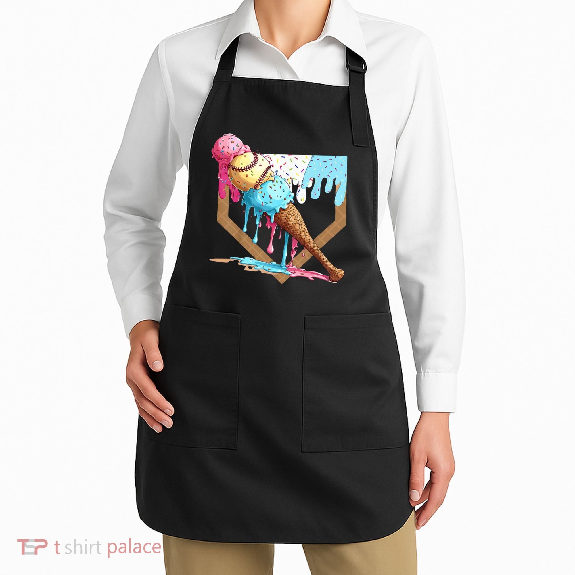 Baseball Ice Cream Dripping Home Plate Apron