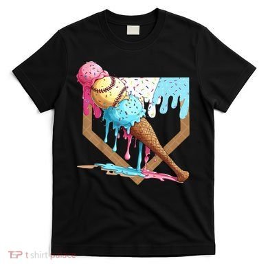 Baseball Ice Cream Dripping Home Plate T-Shirt