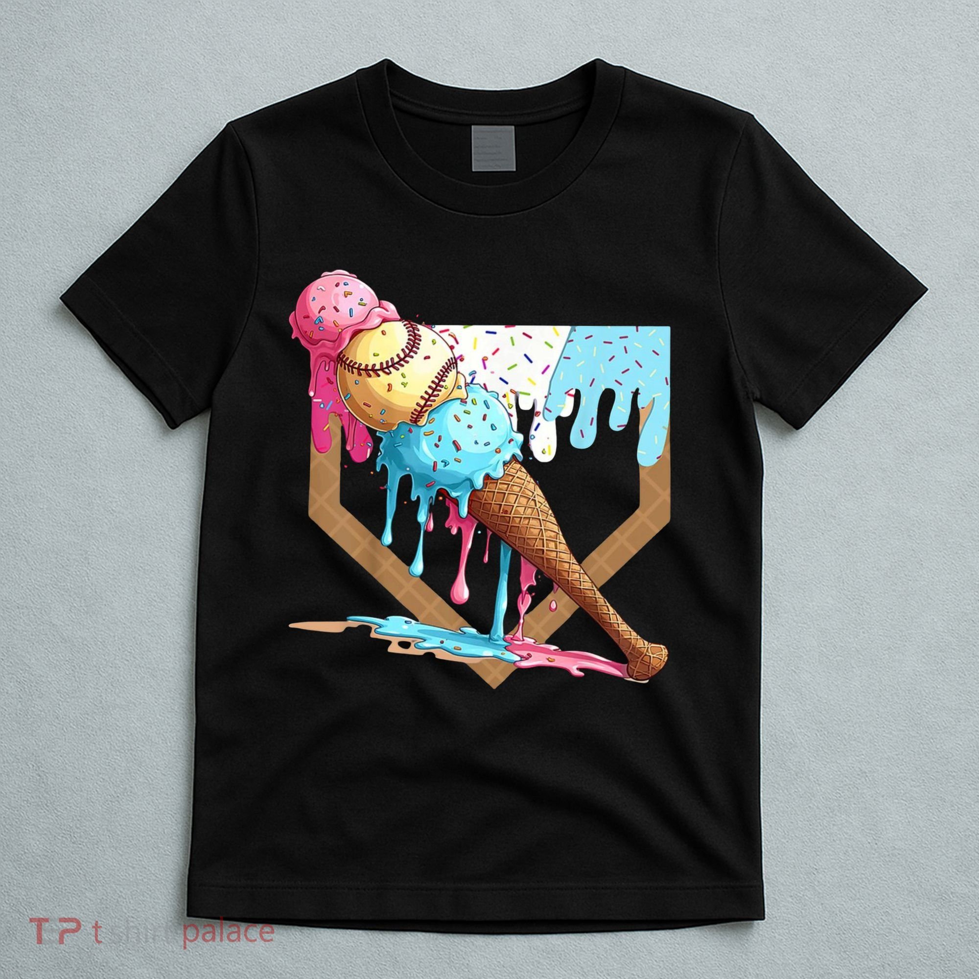 Baseball Ice Cream Dripping Home Plate T-Shirt