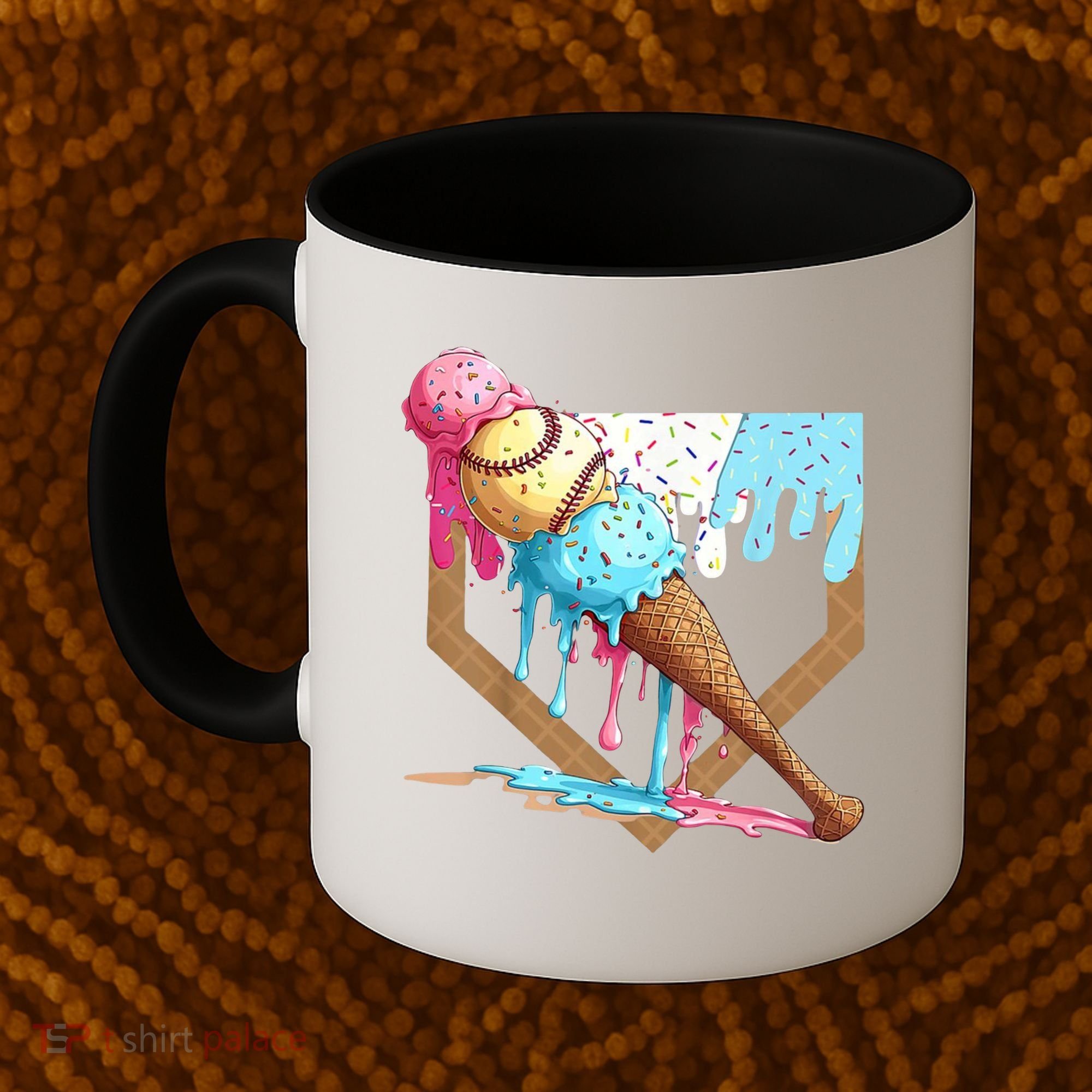 Baseball Ice Cream Dripping Home Plate Coffee Mug