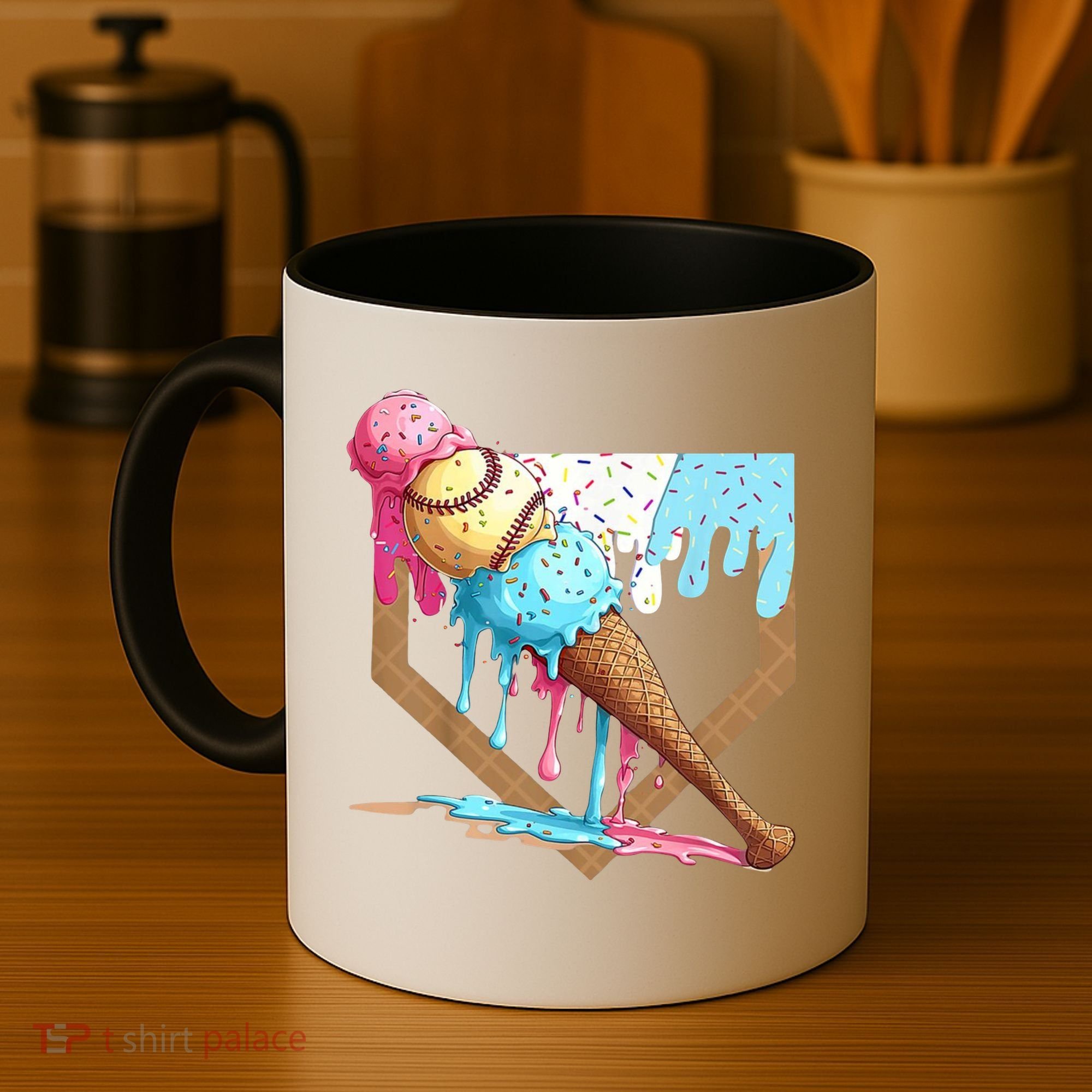 Baseball Ice Cream Dripping Home Plate Coffee Mug