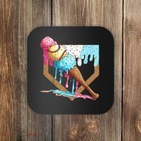 Baseball Ice Cream Dripping Home Plate Coaster thumb 0