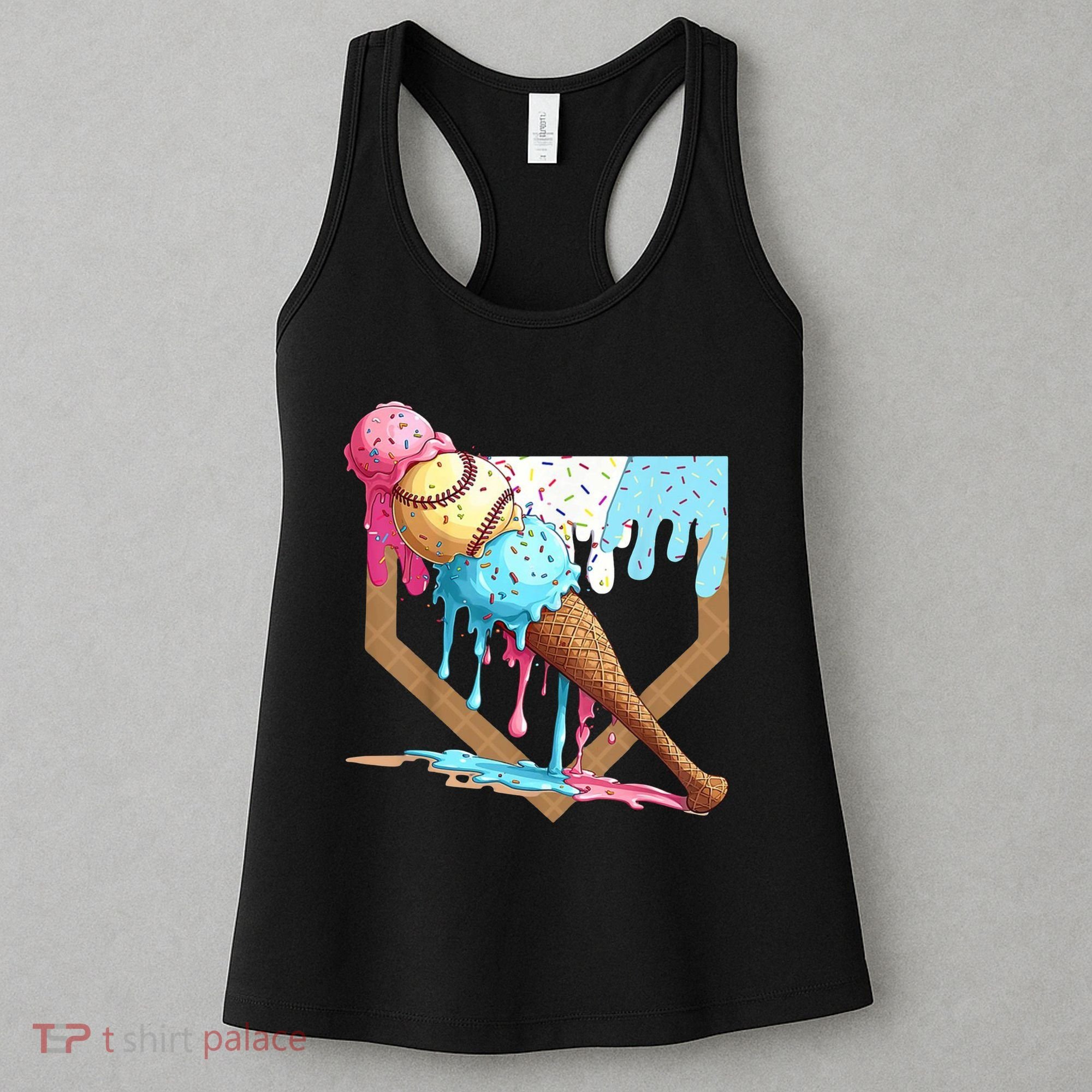 Baseball Ice Cream Dripping Home Plate Women's Tank Top