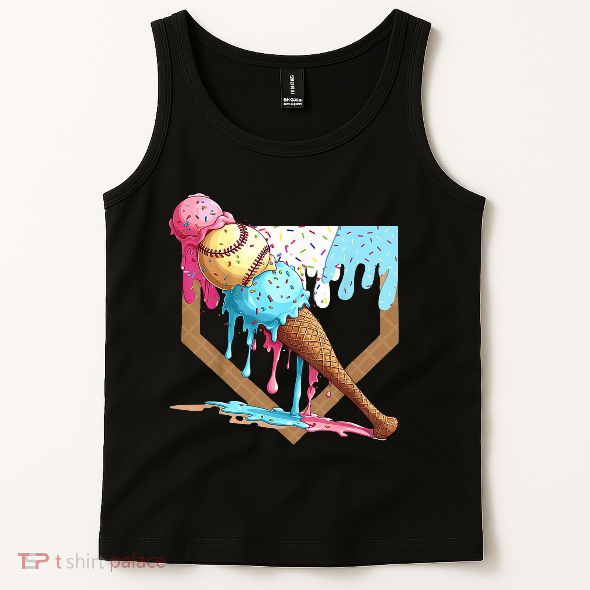 Baseball Ice Cream Dripping Home Plate Tank Top