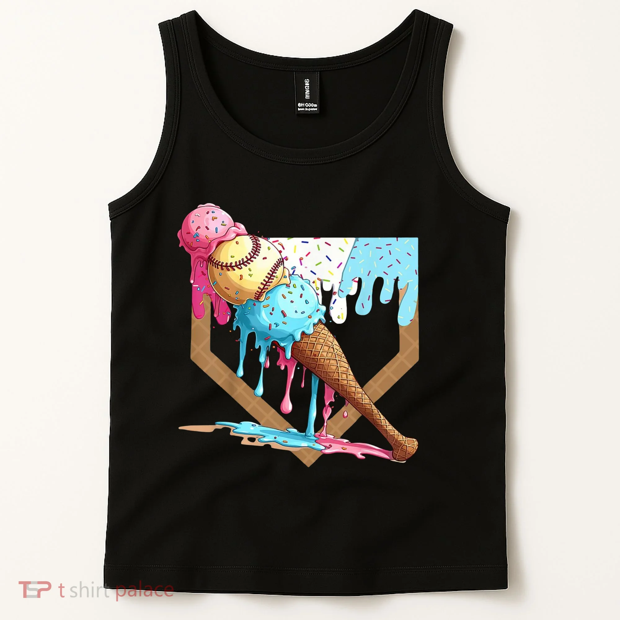 Baseball Ice Cream Dripping Home Plate Tank Top