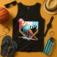 Baseball Ice Cream Dripping Home Plate Tank Top thumb 4