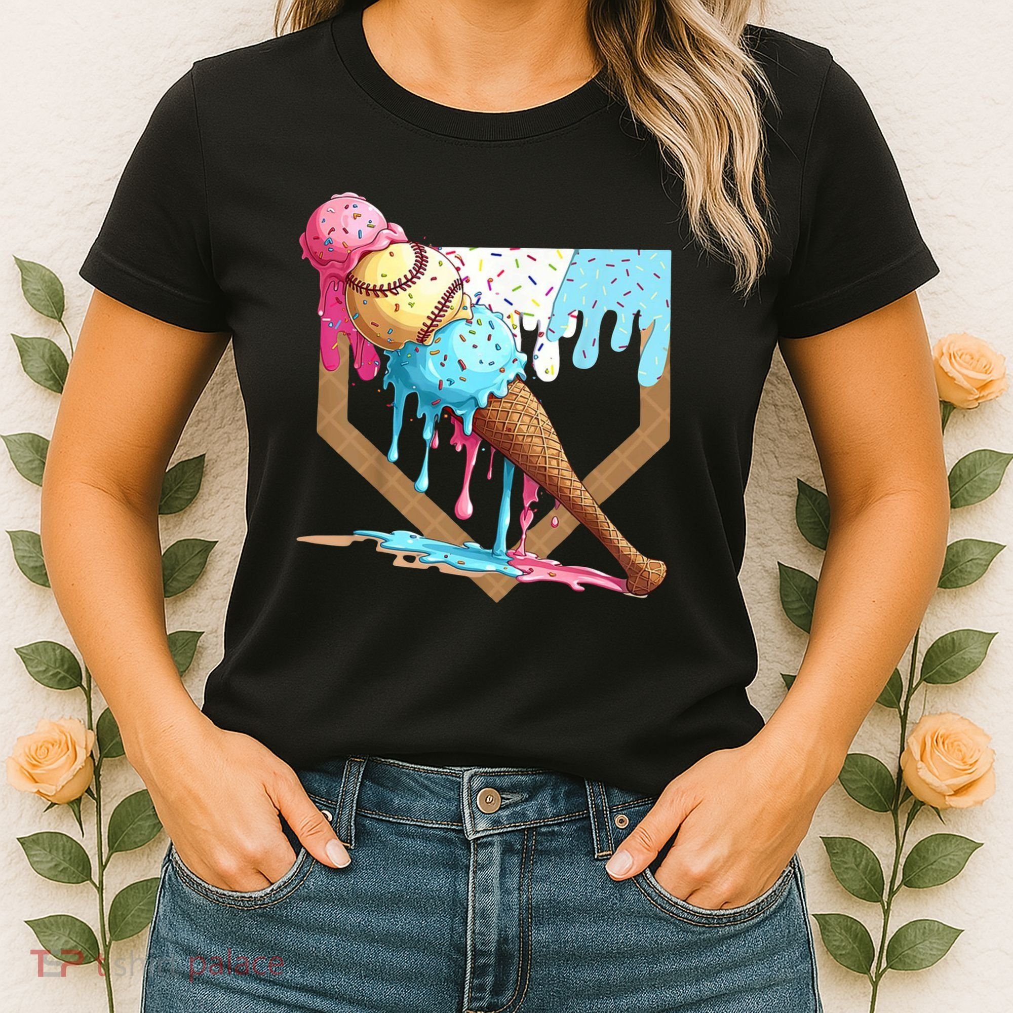 Baseball Ice Cream Dripping Home Plate Women's T-Shirt