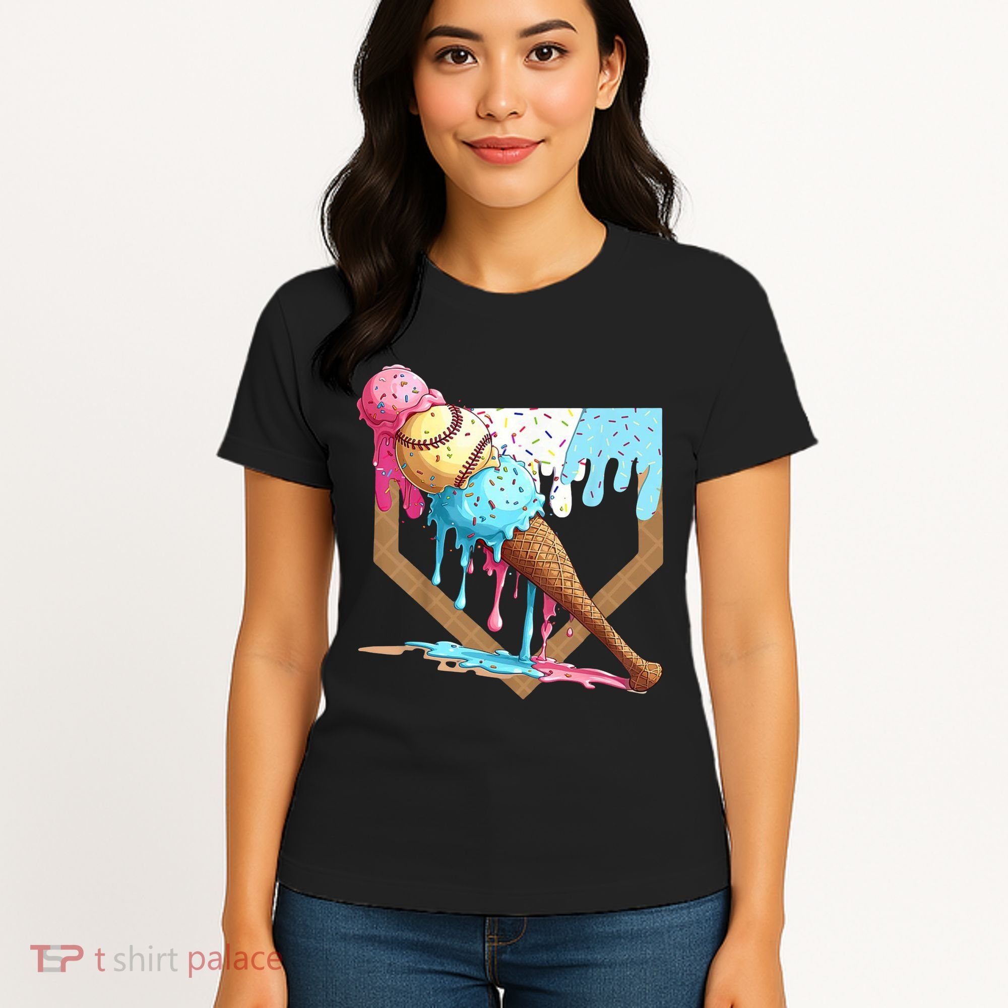 Baseball Ice Cream Dripping Home Plate Women's T-Shirt