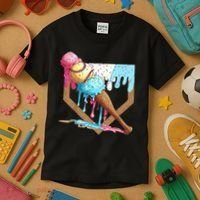 Baseball Ice Cream Dripping Home Plate Kids T-Shirt thumb 3