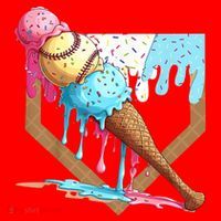 Baseball Ice Cream Dripping Home Plate Santa Hat thumb 1