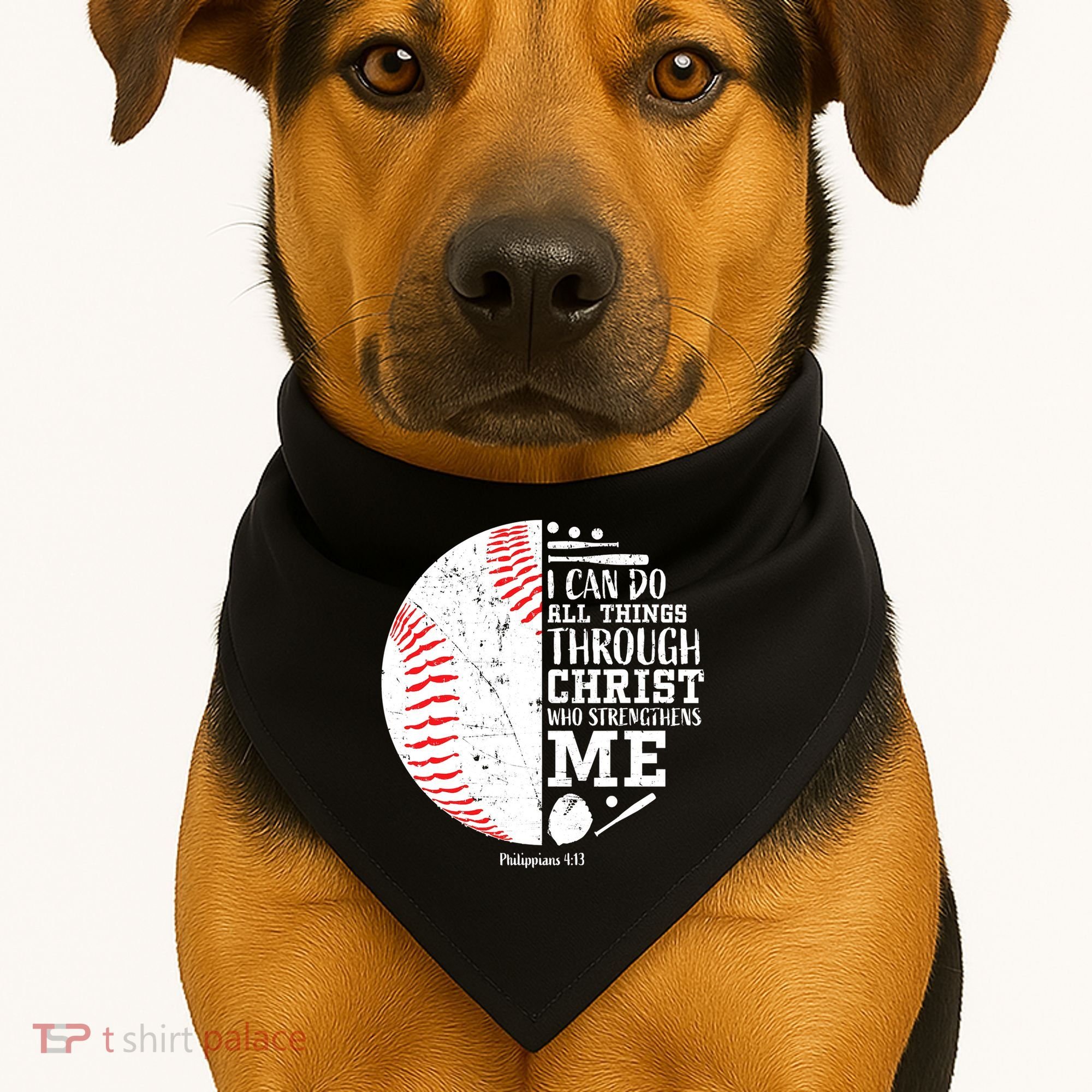 Baseball I Can Do All Thing Through Christ Who Strengthens Me USA-Made Doggie Bandana