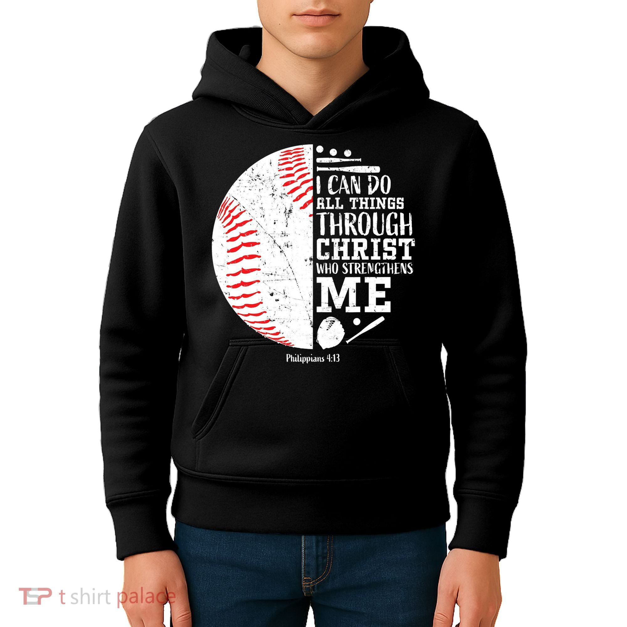 Baseball I Can Do All Thing Through Christ Who Strengthens Me Kids Hoodie