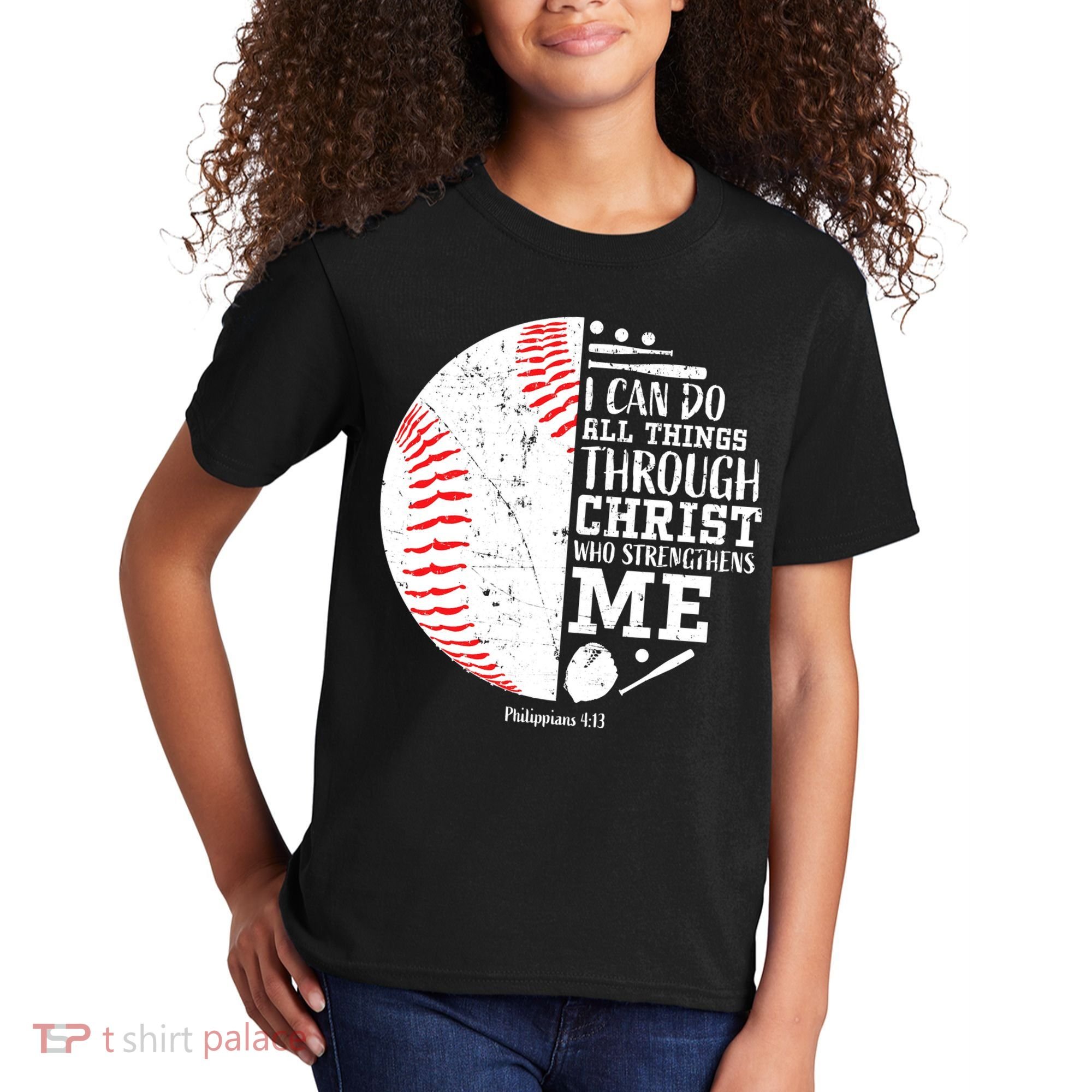 Baseball I Can Do All Thing Through Christ Who Strengthens Me Kids T-Shirt