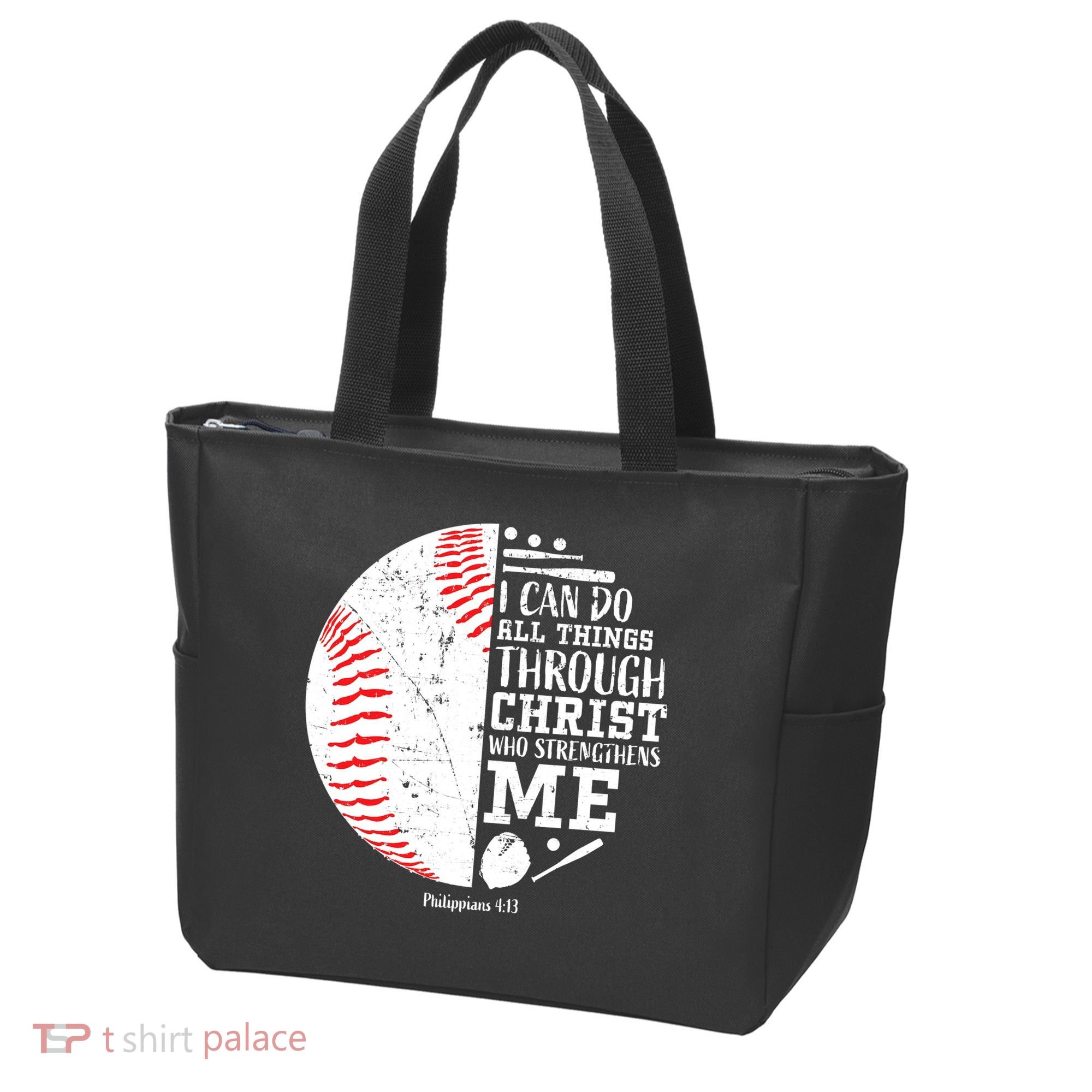 Baseball I Can Do All Thing Through Christ Who Strengthens Me Tote Bag