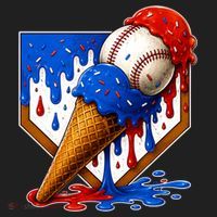 Baseball Ice Cream Drip USA 4th Of July Women's Sweatshirt thumb 2