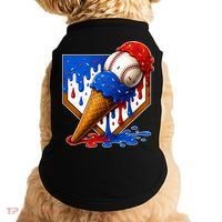 Baseball Ice Cream Drip USA 4th Of July Doggie Tank thumb 0