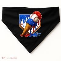 Baseball Ice Cream Drip USA 4th Of July USA-Made Doggie Bandana thumb 0