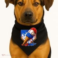Baseball Ice Cream Drip USA 4th Of July USA-Made Doggie Bandana thumb 1