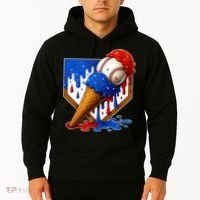 Baseball Ice Cream Drip USA 4th Of July Hoodie thumb 2