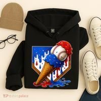 Baseball Ice Cream Drip USA 4th Of July Hoodie thumb 4