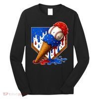 Baseball Ice Cream Drip USA 4th Of July Long Sleeve Shirt thumb 0