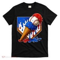 Baseball Ice Cream Drip USA 4th Of July T-Shirt thumb 0