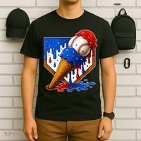 Baseball Ice Cream Drip USA 4th Of July T-Shirt thumb 6