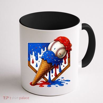 Baseball Ice Cream Drip USA 4th Of July Coffee Mug back