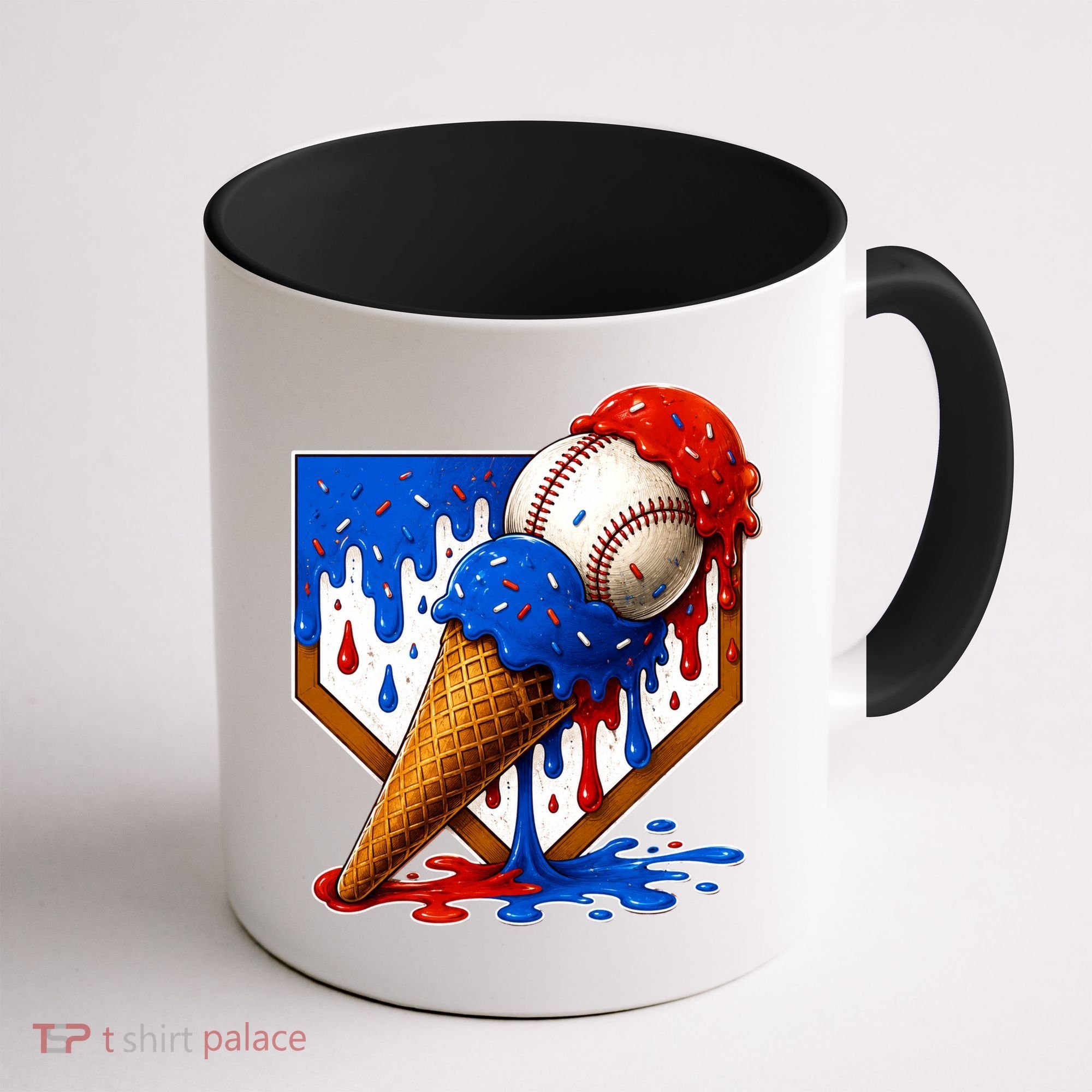 Baseball Ice Cream Drip USA 4th Of July Coffee Mug