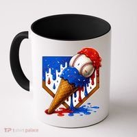 Baseball Ice Cream Drip USA 4th Of July Coffee Mug thumb 0