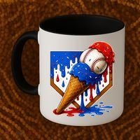 Baseball Ice Cream Drip USA 4th Of July Coffee Mug thumb 2