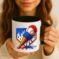 Baseball Ice Cream Drip USA 4th Of July Coffee Mug thumb 3