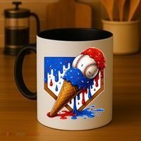 Baseball Ice Cream Drip USA 4th Of July Coffee Mug thumb 4