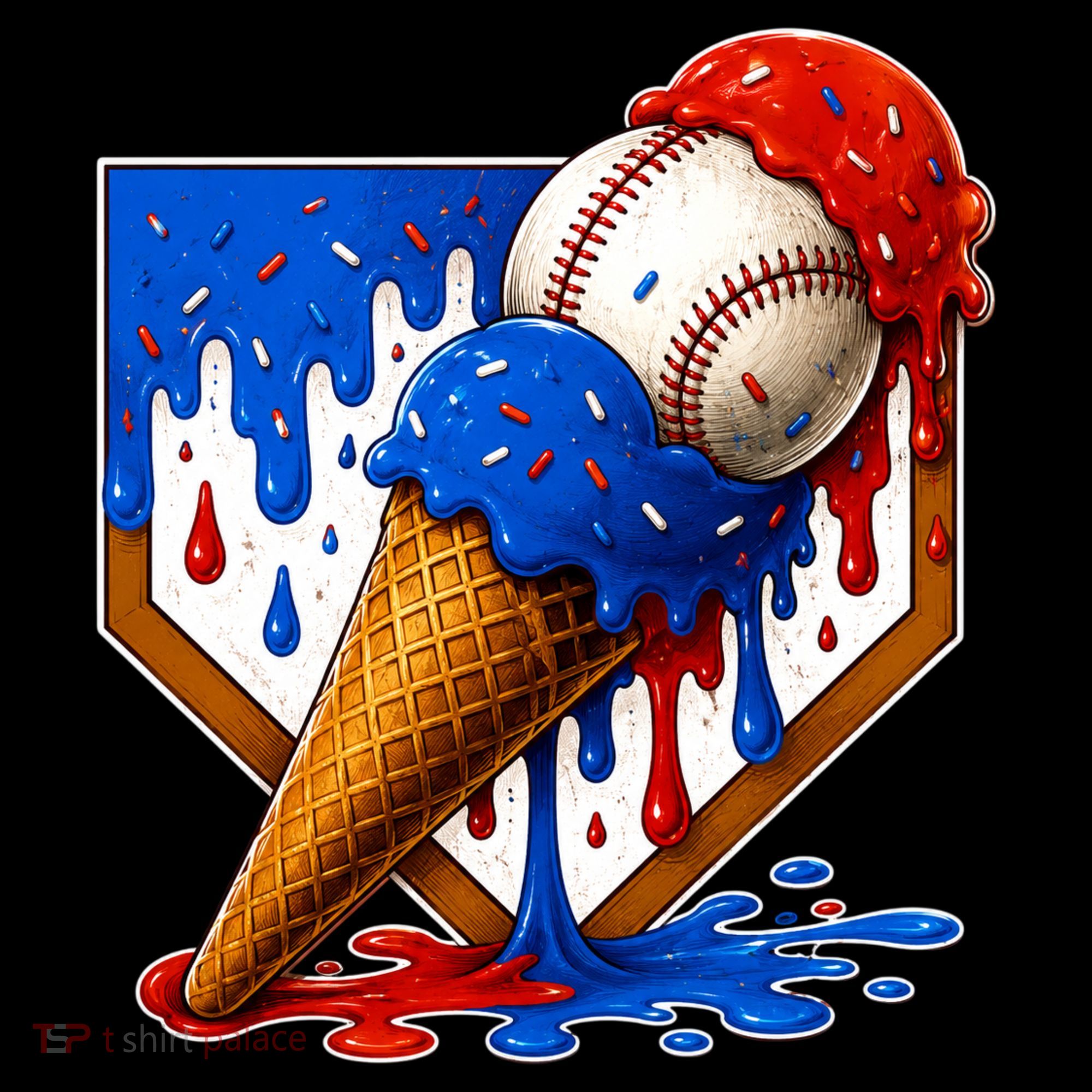 Baseball Ice Cream Drip USA 4th Of July Coffee Mug