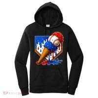 Baseball Ice Cream Drip USA 4th Of July Women's Hoodie thumb 0