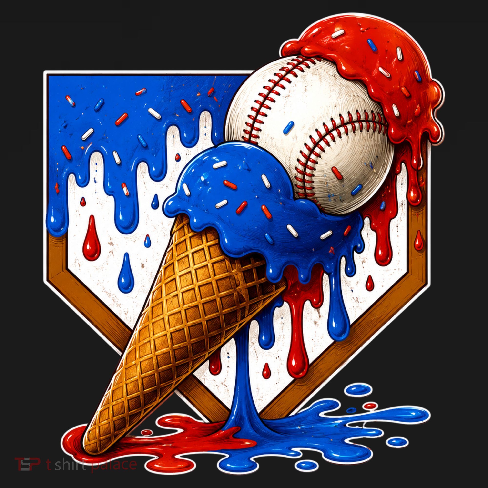 Baseball Ice Cream Drip USA 4th Of July Women's Hoodie