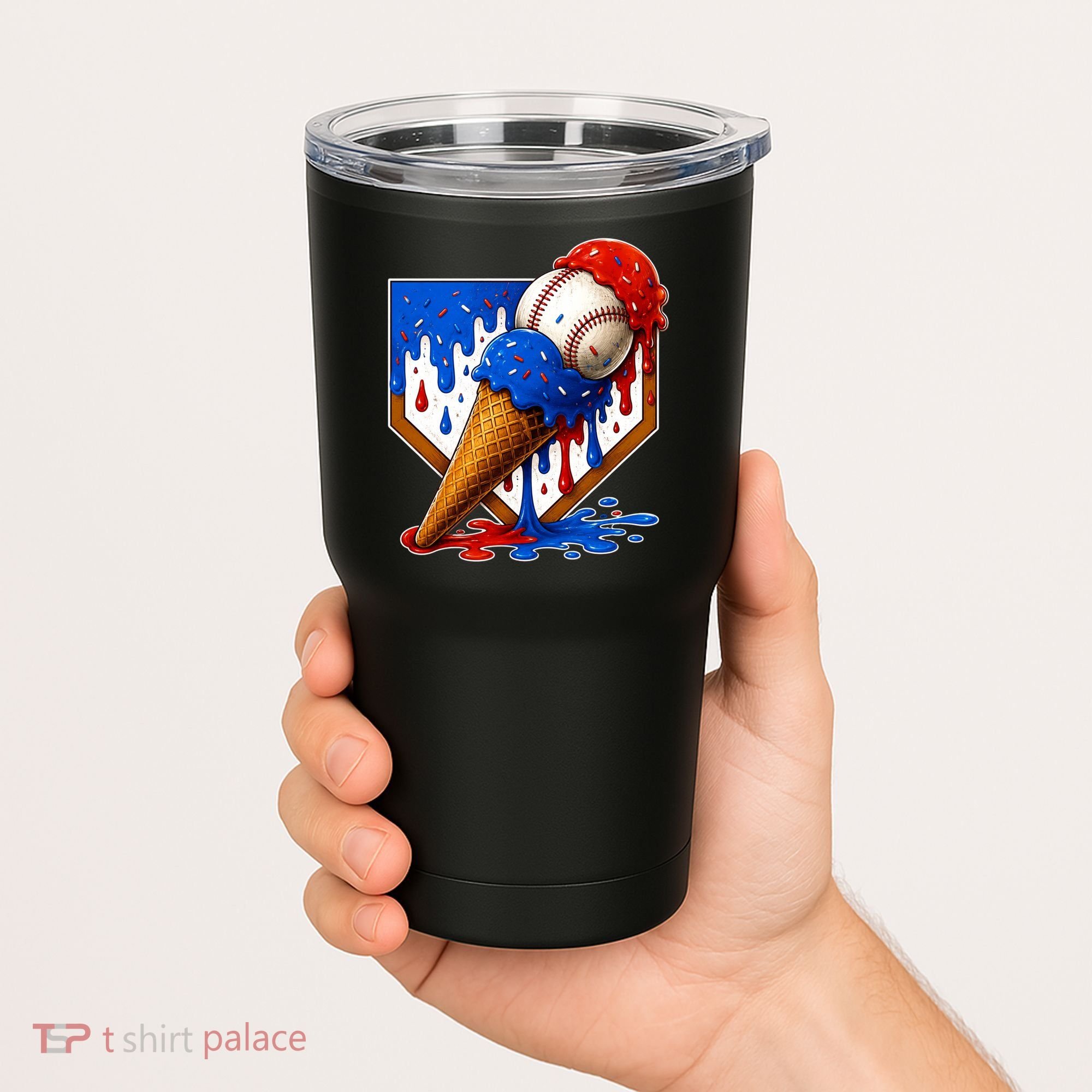 Baseball Ice Cream Drip USA 4th Of July Tumbler
