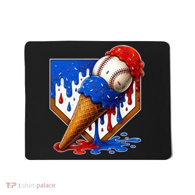 Baseball Ice Cream Drip USA 4th Of July Mousepad