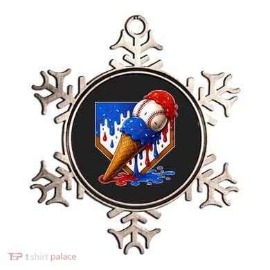 Baseball Ice Cream Drip USA 4th Of July Ornament