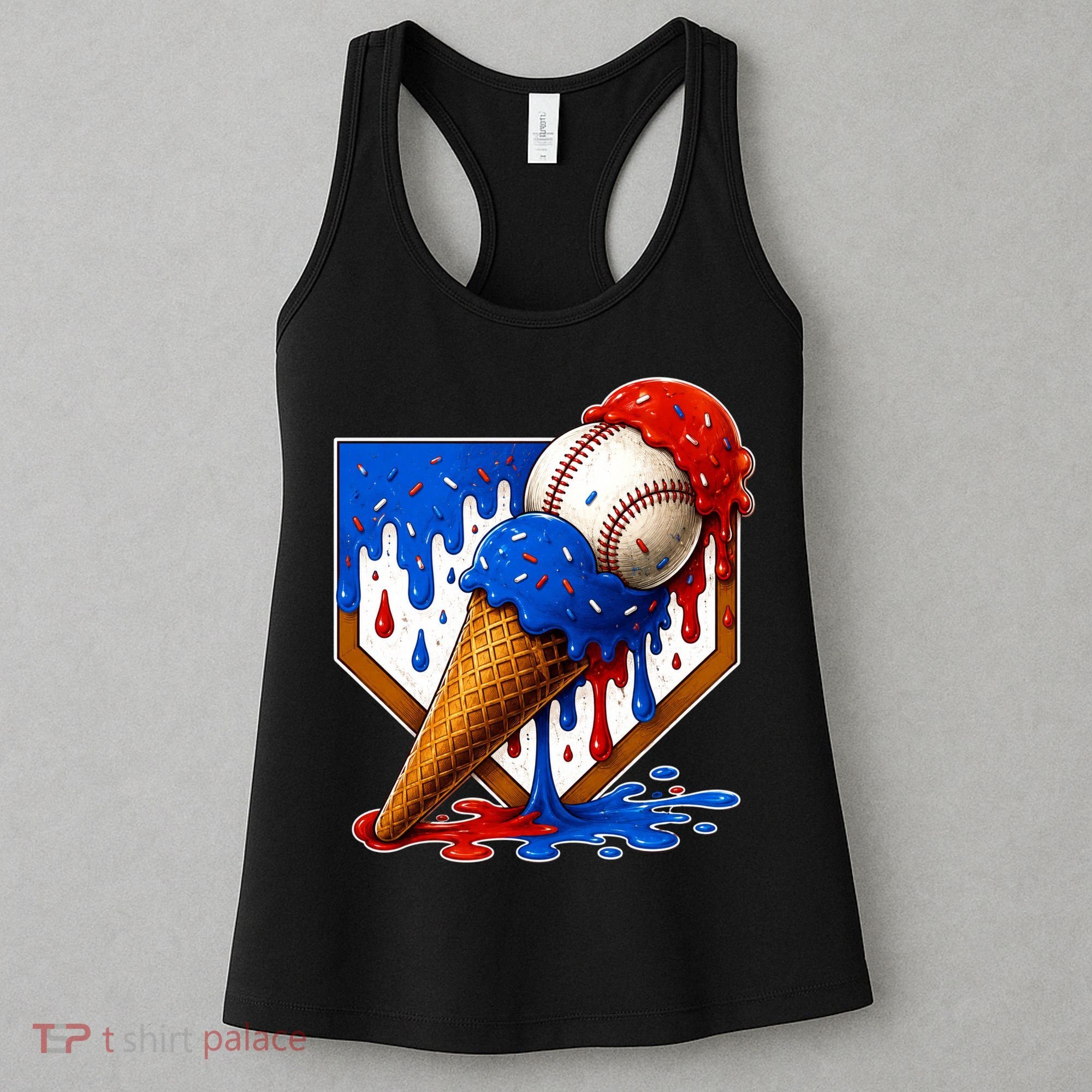 Baseball Ice Cream Drip USA 4th Of July Women's Tank Top
